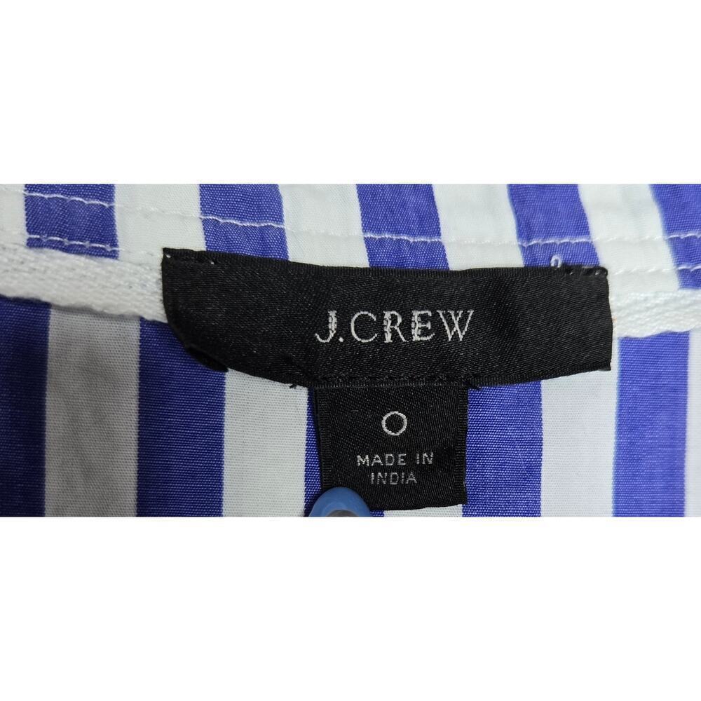 J. CREW Striped Tunic shirt Dress Belted blue white Cotton Poplin beach summer 0 - Picture 8 of 10